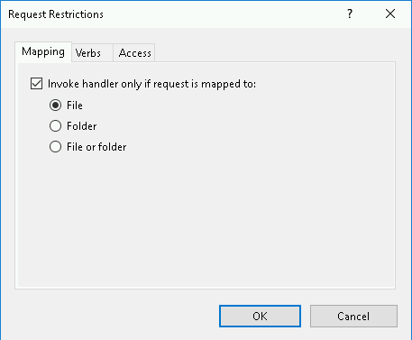 IIS 10 Request Restrictions set for *.php, to invoke the handler only for if request is mapped to  a file