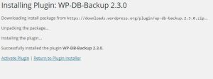 Installing Plugin WP-DB-Backup 2.3.0