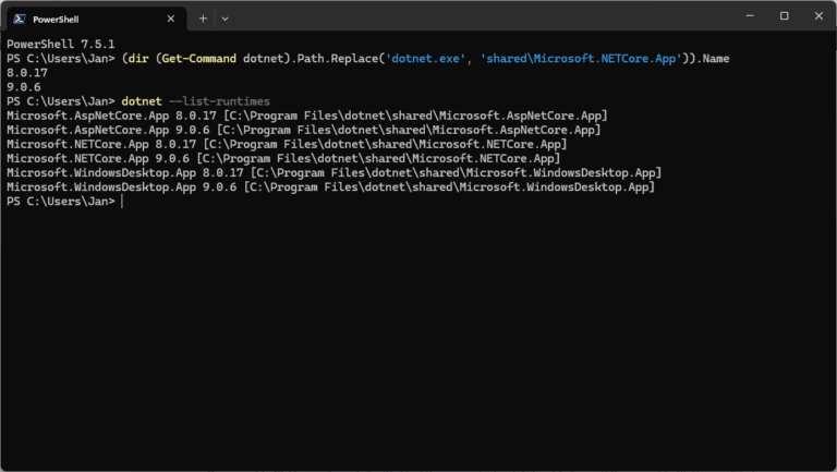 List installed .net framework versions