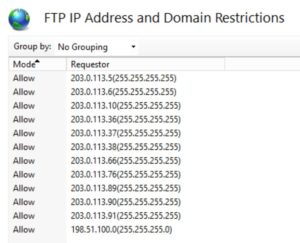 Allowed IP addresses (whitelisted) in IIS FTP