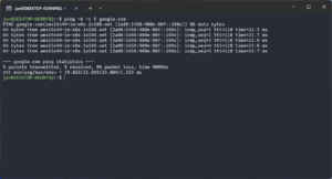 ping google.com with IPv6 network protocol in WSL2 (WIndows Subsystem for Linux 2)