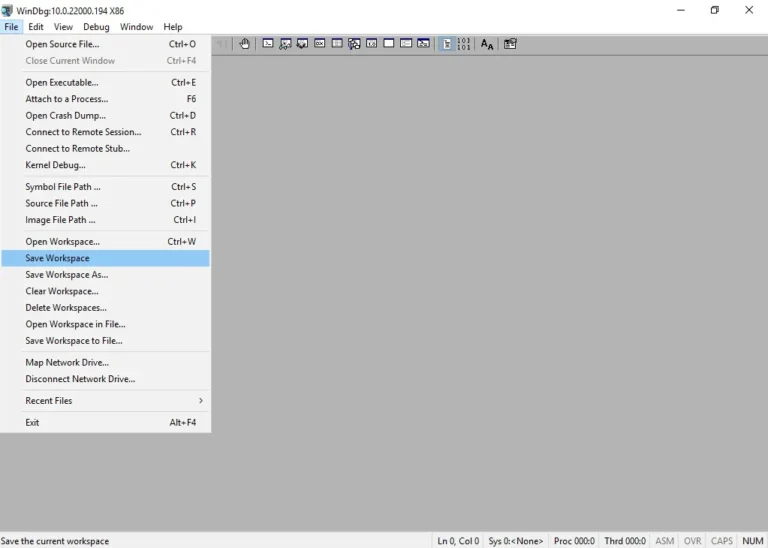 Save the current Workspace in which you configured the Windows Debugging Symbols path for WinDbg