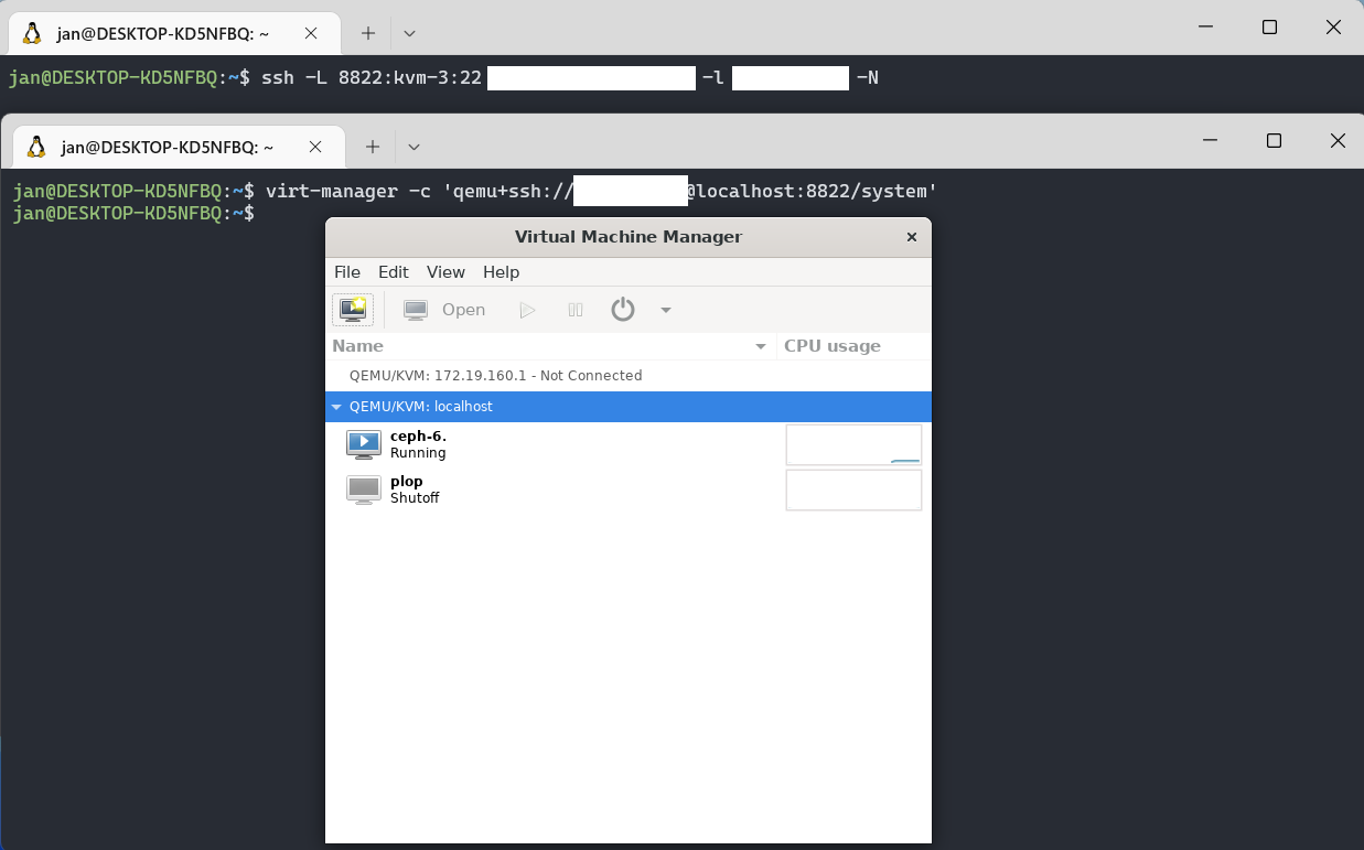 Connect to a KVM host through an ssh tunnel and arbitrary port in ...