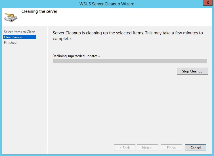 WSUS Server Cleanup Wizard - step 2