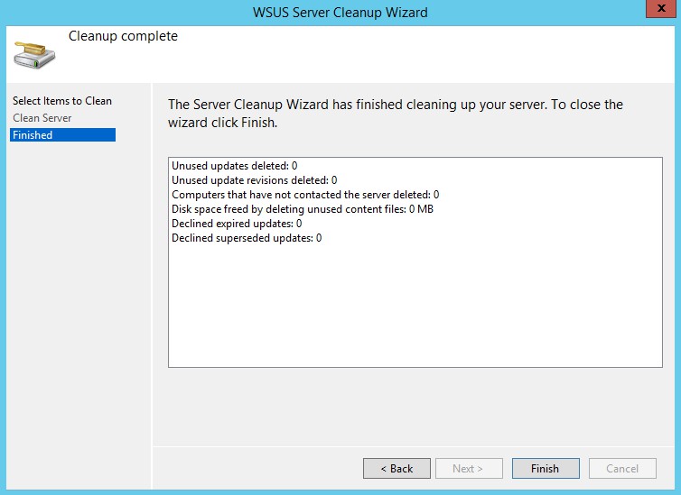WSUS Server Cleanup Wizard - step 3